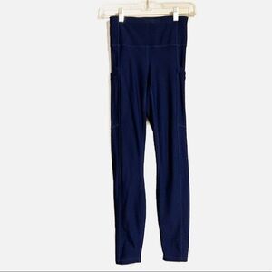 Fabletics  High Waisted Cold Weather Pocket Navy Leggings.